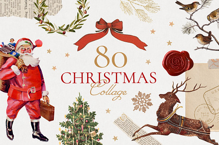 80 Vintage Christmas Png Elements, a Seasonal Illustration by rawpixel