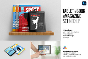 Tablet EBook EMagazine Set Mockup