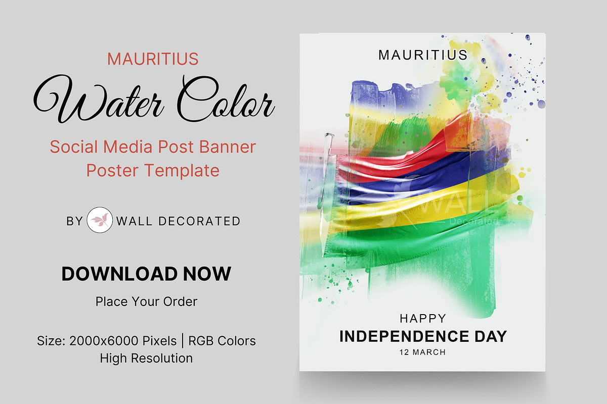 Mauritius social media post banner, a Print Template by Walldecorated
