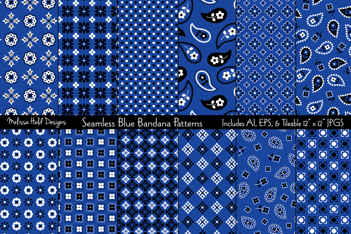 Seamless Blue Bandana Patterns