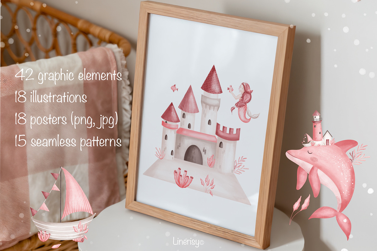 Mermaid- baby collection, an Animal Illustration by Linerisyart (Photo 2 of 12)