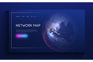 Network Map World Globe Vector