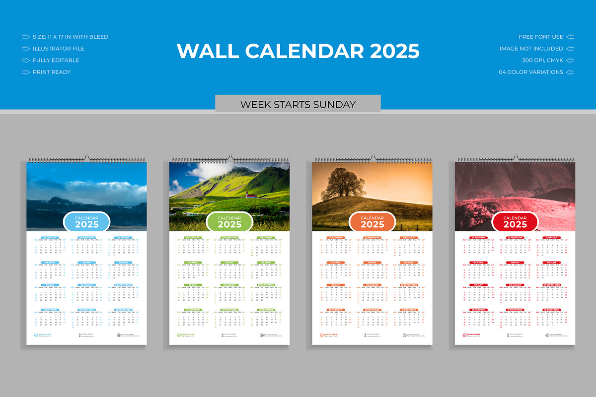 Wall Calendar for 2025, a Stationery Template by Lakhan1998 (Photo 2 of 4)