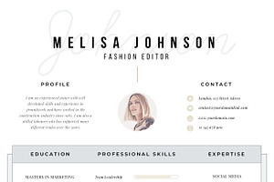 Resume Template 1 Page Amsterdam