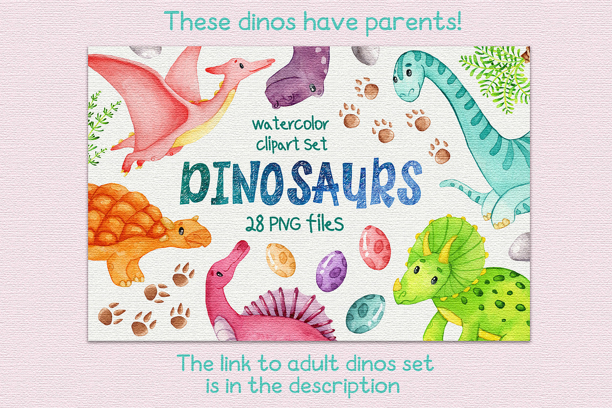 Baby dinosaurs watercolor clipart, an Object Graphic by Trinibis (Photo 6 of 6)