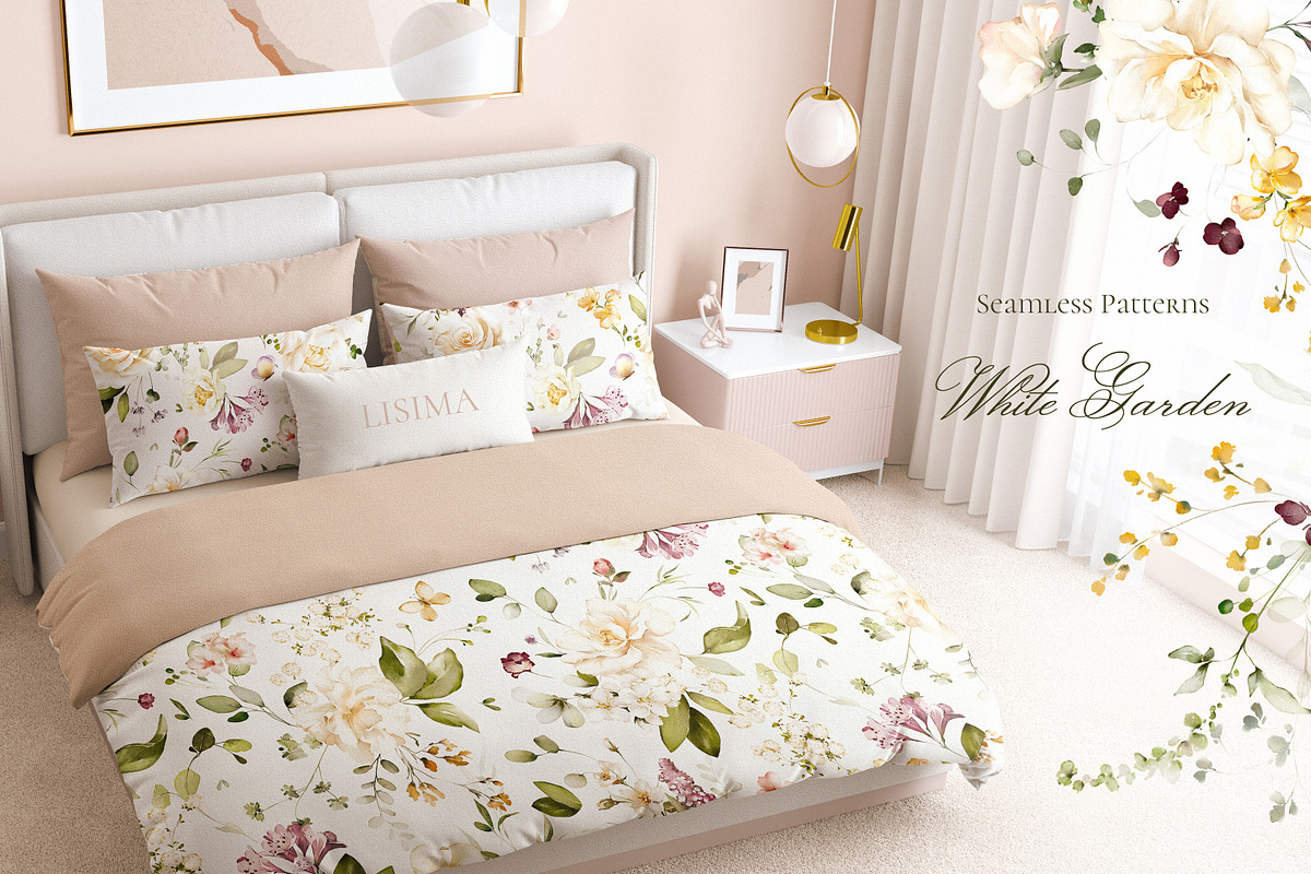 White roses & wildflowers floral set, a Decorative Illustration by Lisima (Photo 7 of 13)