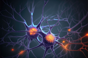 Signals in neurons in brain, 3D illustration of neural network., a Health & Medical Photo by José Manuel Gelpi