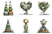 Whimsical Christmas Topiary Trees, an Illustration by DreamArtGraphic (Thumbnail 4 of 5)