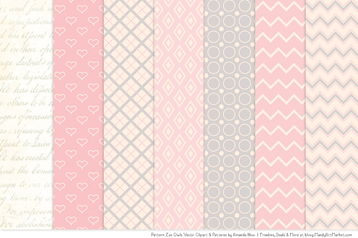 Owls Clipart & Patterns in Soft Pink, an Animal Illustration by Amanda Ilkov (Photo 4 of 4)