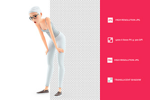 3D Breathless Senior Woman After Run