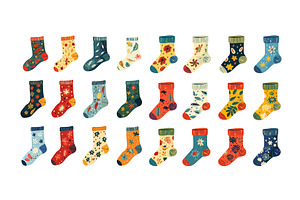 Colorful socks floral and geometric, an Object Illustration by Onyx