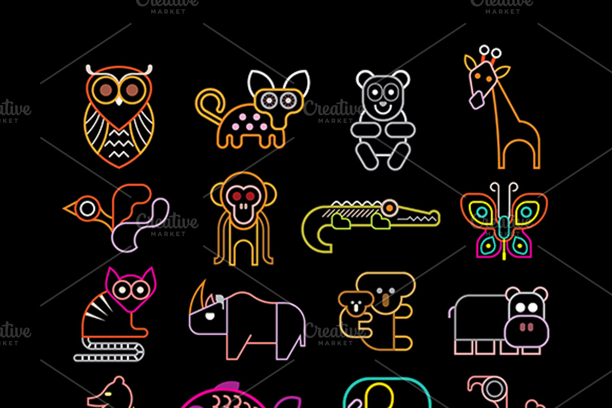 Animal Icons neon preview 2
