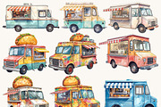Watercolor Food Truck Clipart Bundle, a Transportation Illustration by Design Scotch (Thumbnail 5 of 9)