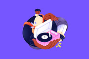 People listen to music set, posters, a Person Illustration by PaperTrident (Thumbnail 4 of 14)