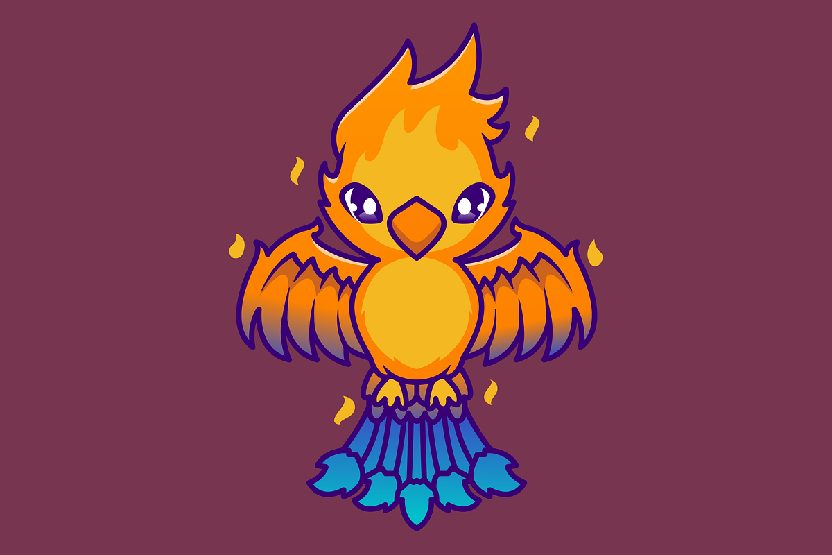 Cute Phoenix Fire Bird Cartoon, an Animal Illustration by Catalyst Labs (Photo 2 of 3)