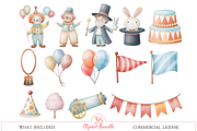 Watercolor Animal Circus Clipart Set, an Illustration by MockupWizard (Thumbnail 2 of 6)