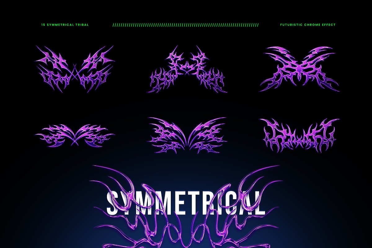 Futuristic Neotribal Chrome Shapes, an Object Graphic by Svaha Graphic Studio (Photo 2 of 6)