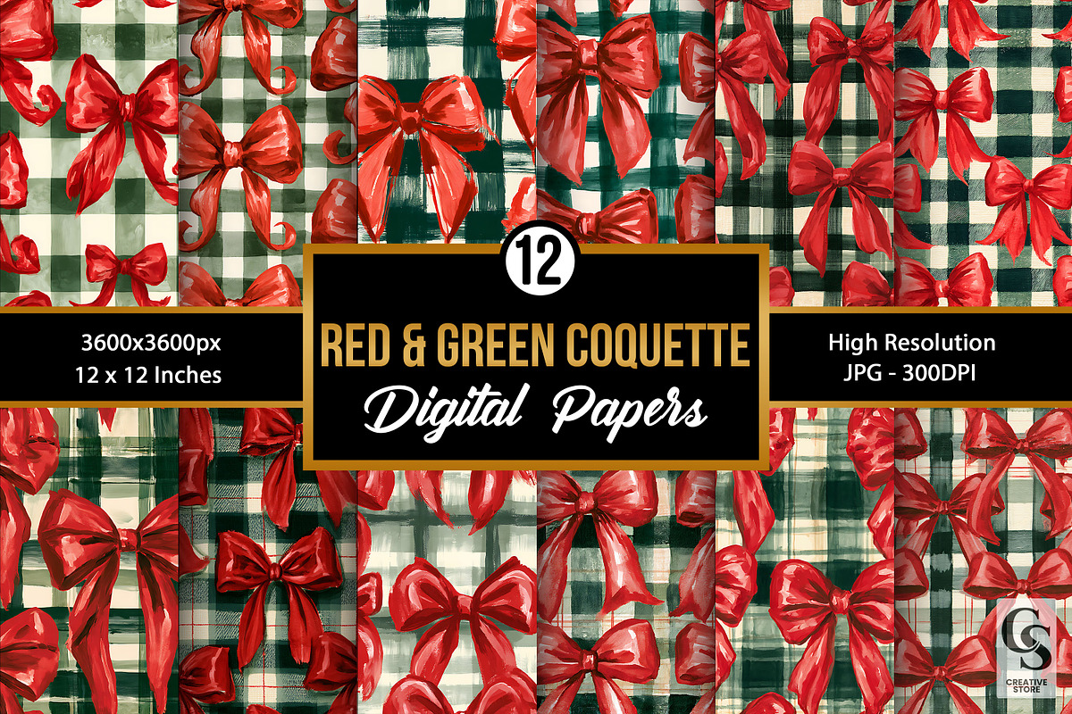 Red Green Coquette Seamless Pattern, a Pattern Graphic by Creative Store (Photo 1 of 5)