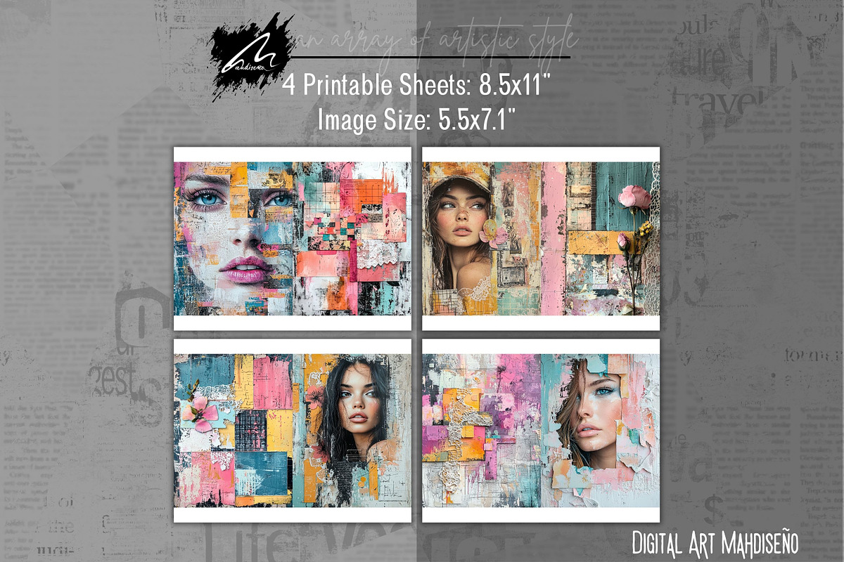 Shabby Portrait Mixed Media Pages, a Person Illustration by Digital Art Mahdiseño (Photo 8 of 10)