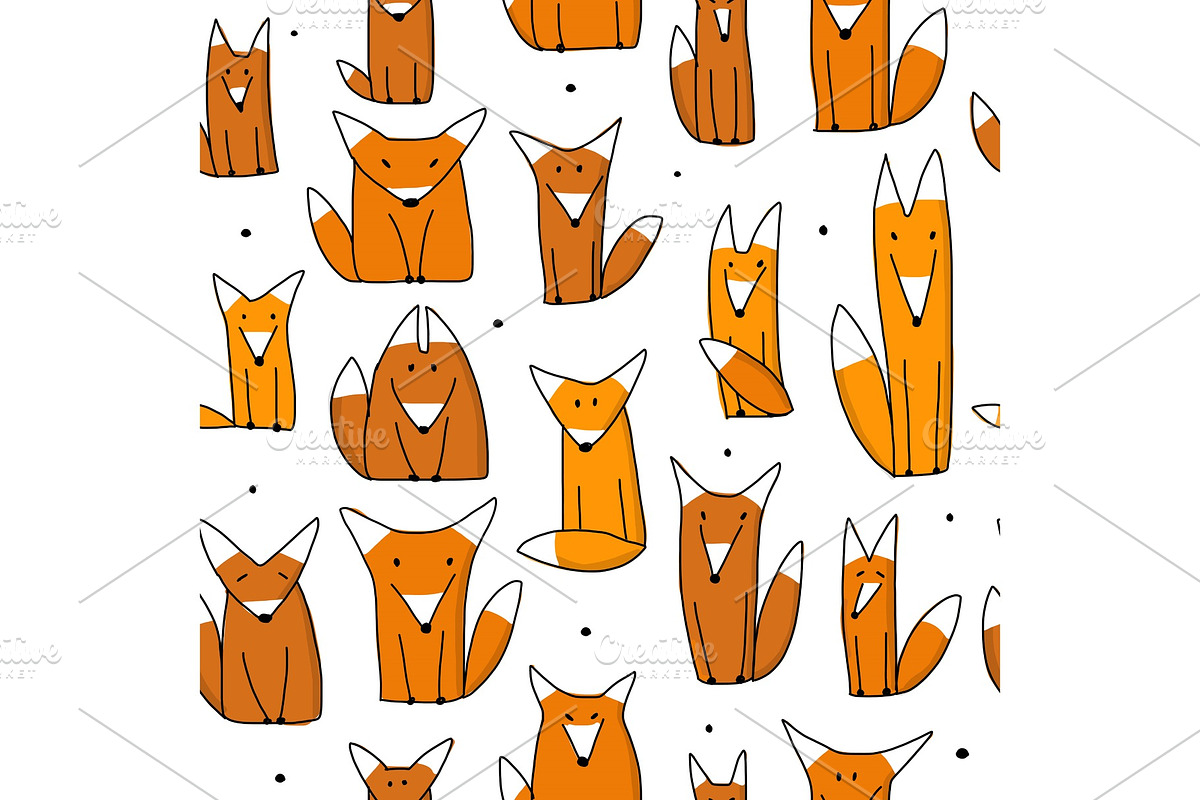 Funny foxes, seamless pattern, an Animal Illustration by Kudryashka (Photo 3 of 3)