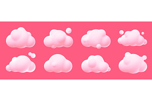 White Clouds Isolated On Pink, 3D