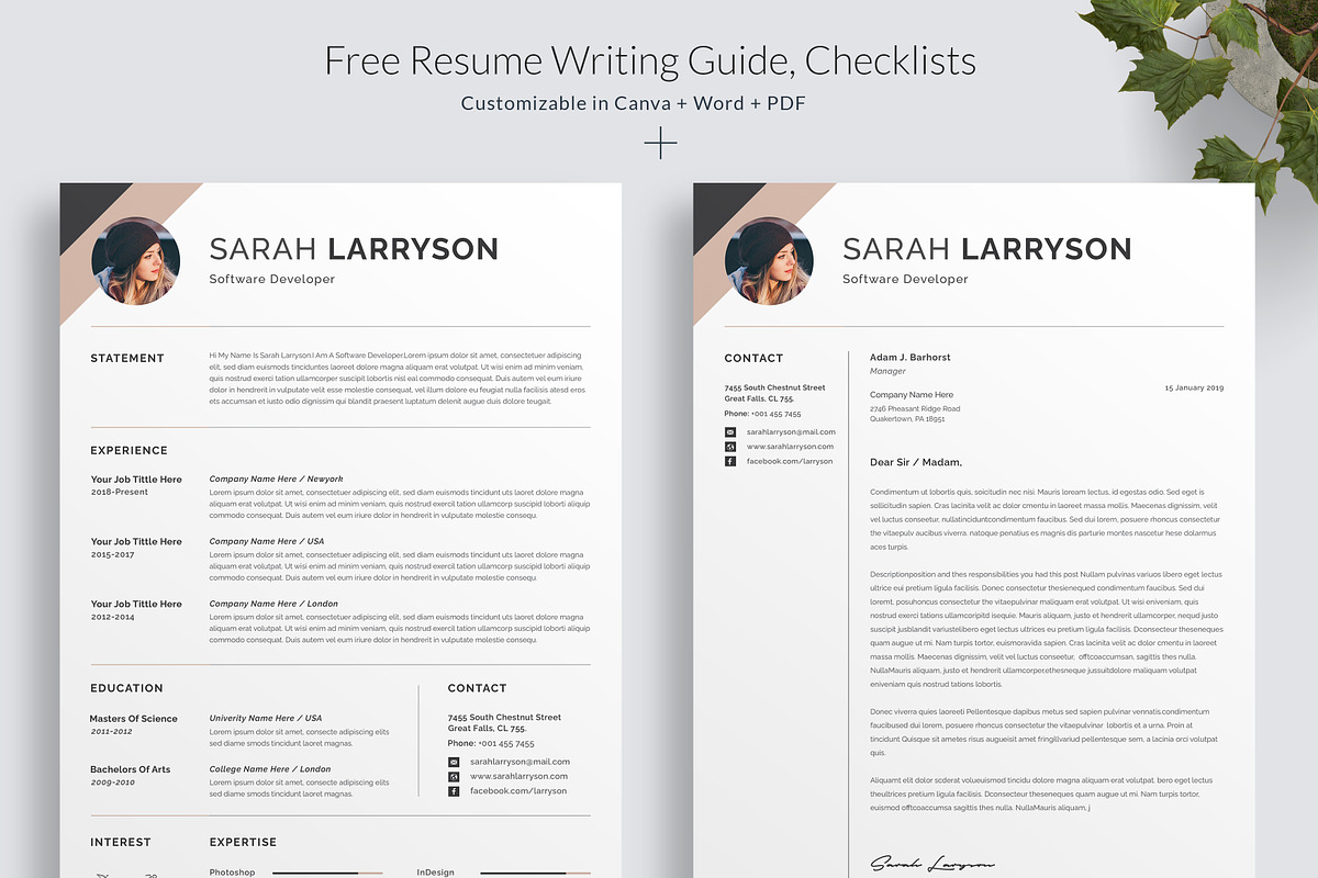 Resume / CV Template | Canva & Word, a Resume Template by CreativeZoom (Photo 3 of 7)