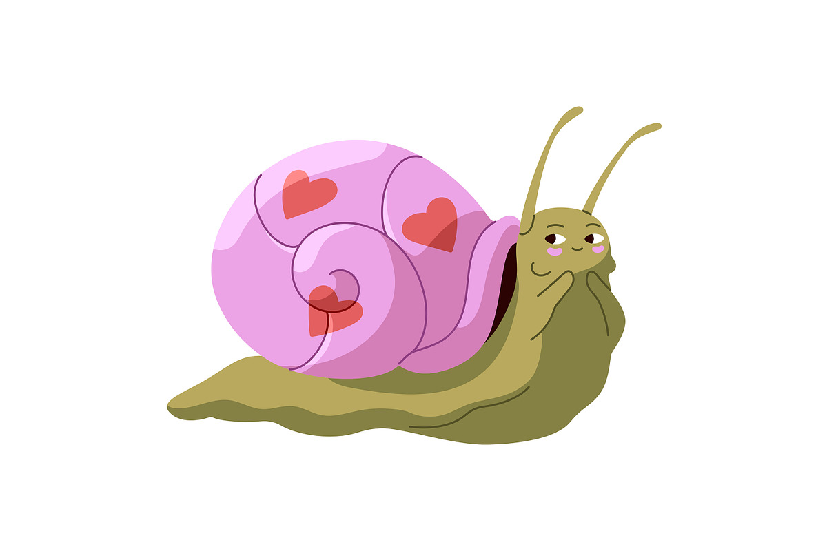 Cute, funny snails set + backgrounds, an Animal Illustration by PaperTrident (Photo 8 of 26)