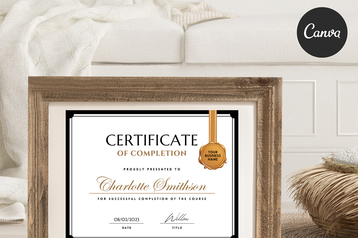 Certificate of Completion CANVA C003, a Marketing Template by Draca Design Co (Photo 2 of 4)