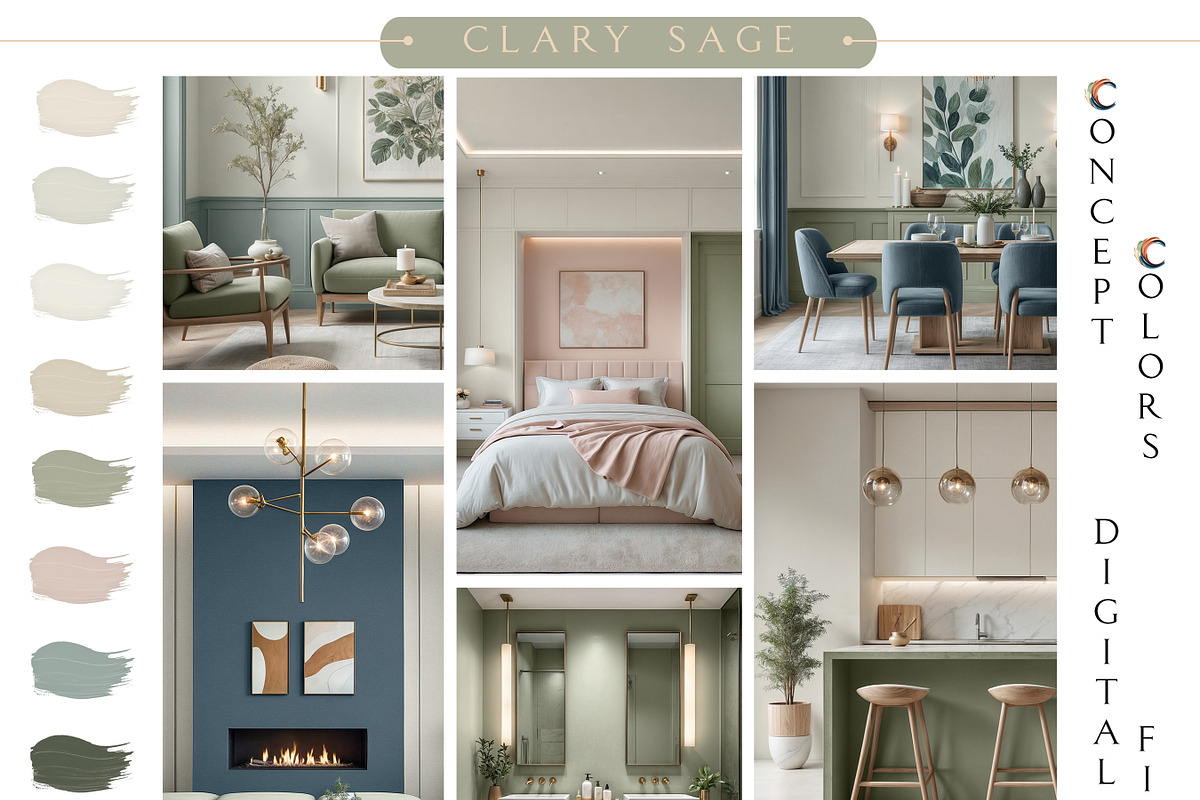 Clary Sage Home Paint Palette SW6178, a Presentation Template by CONCEPT COLORS (Photo 3 of 9)