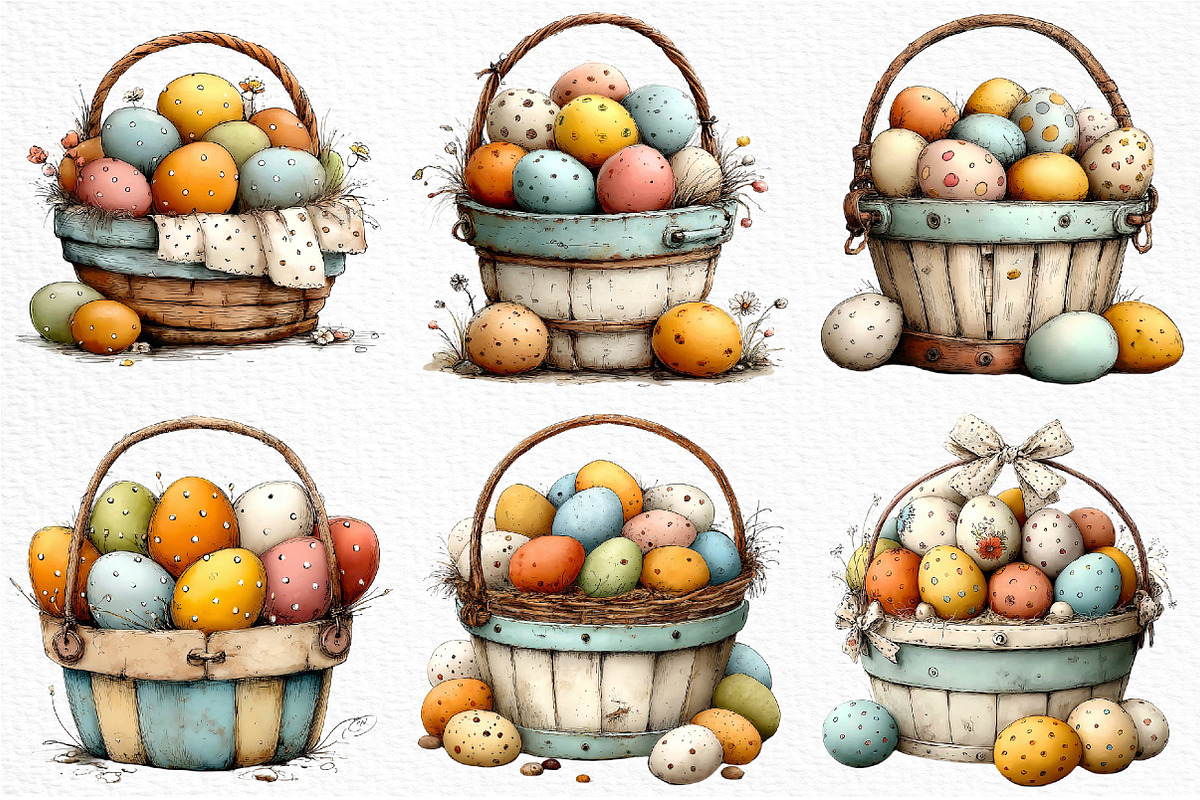 Easter Eggs Basket Clipart Png, an Illustration by Craft Nest (Photo 4 of 11)