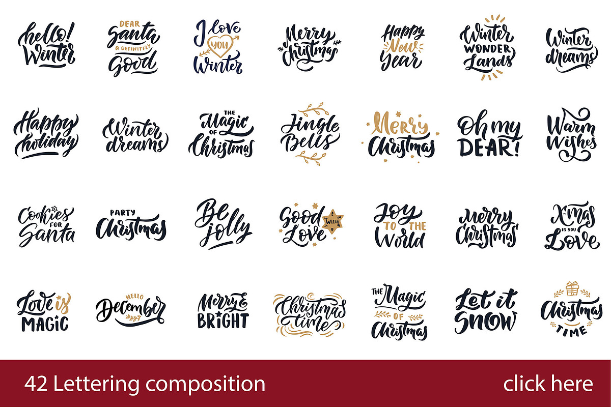 Christmas time lettering pack, a Decorative Illustration by Lettering_Logo (Photo 3 of 11)