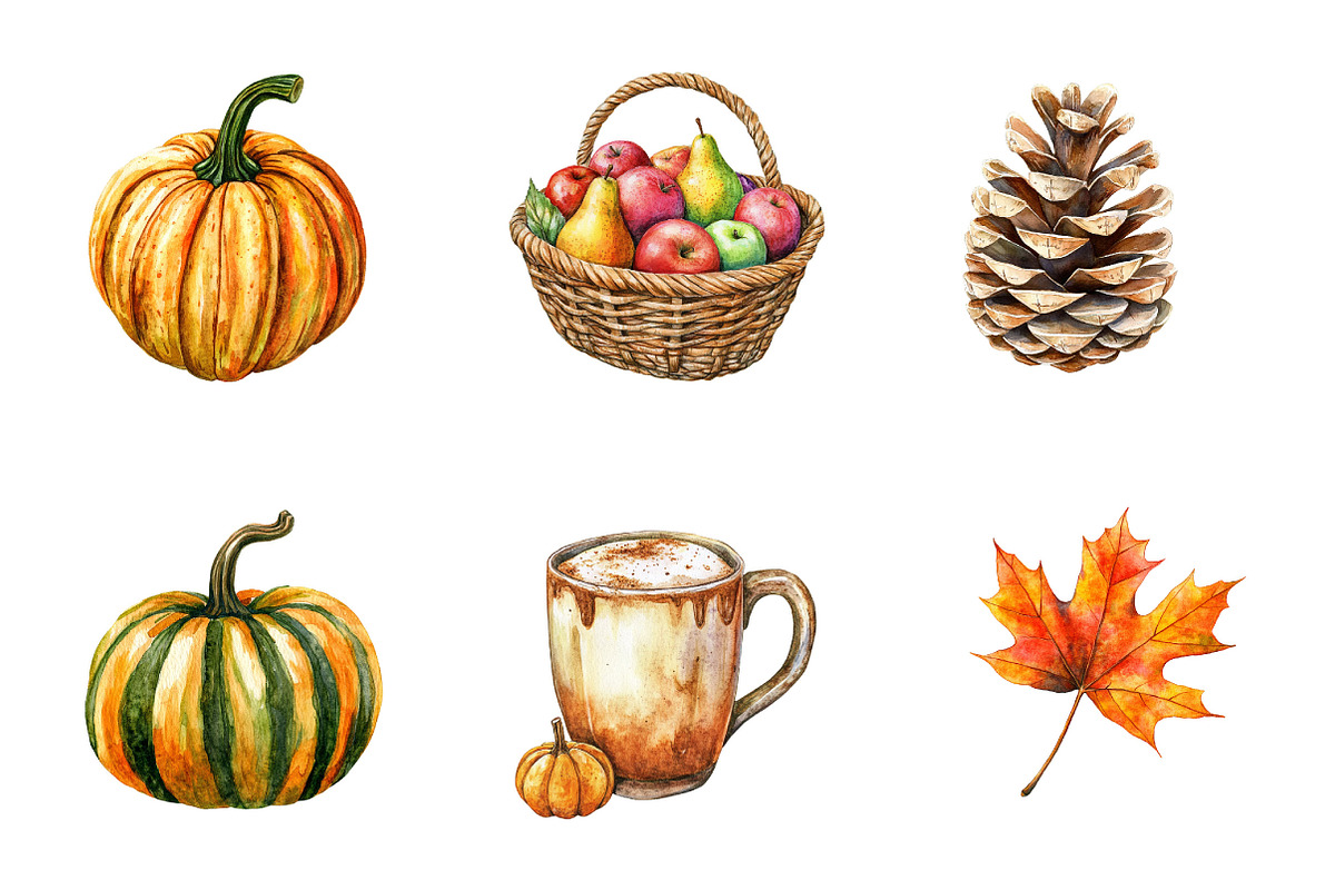 Autumn Season Clipart Set PNG, a Seasonal Illustration by Designking (Photo 3 of 5)