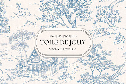 Toile de Jouy Graphic Vector Pattern