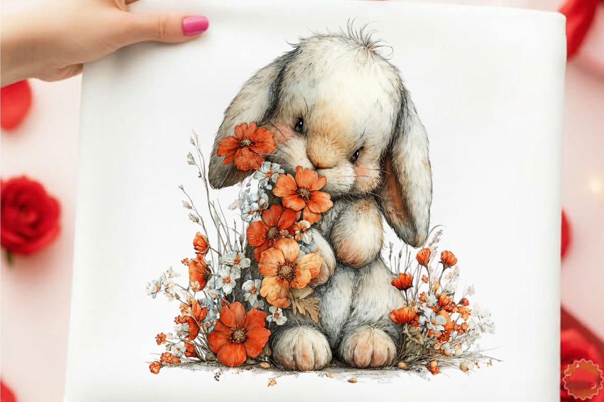Vintage Easter Spring Bunny Clipart, an Illustration by designcity5 (Photo 4 of 5)