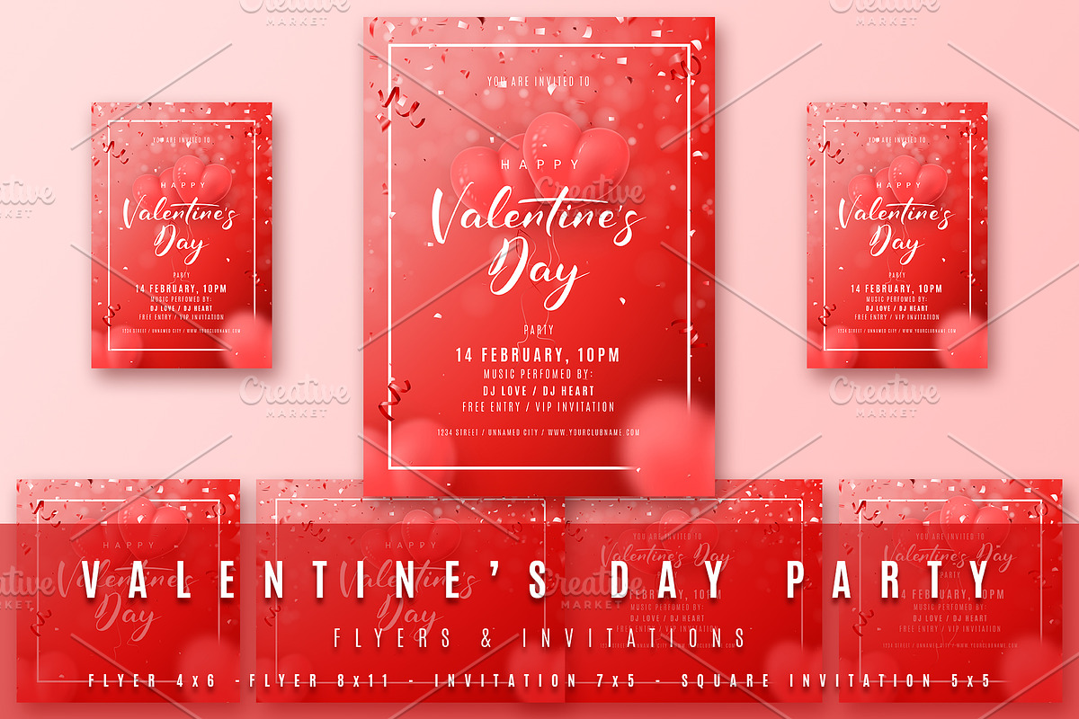 Valentine's Day Party Package, a Poster Template by Andrey Yaroslavtsev (Photo 1 of 6)