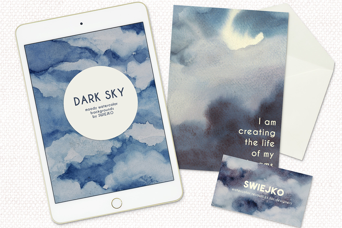 Dark Sky watercolor background, a Background Graphic by swiejko (Photo 3 of 7)