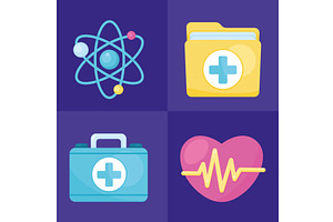 four medical healthcare icons, a Healthcare Illustration by studiogstock
