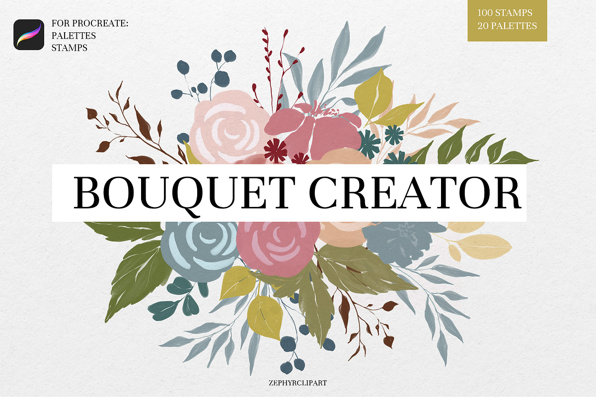 SALE! BOUQUET CREATOR for Procreate, a Brush Add-On by anastasiia.art (Photo 1 of 10)