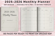 2025-2026 Monthly Planner, a Print Template by Book2bees (Thumbnail 1 of 7)