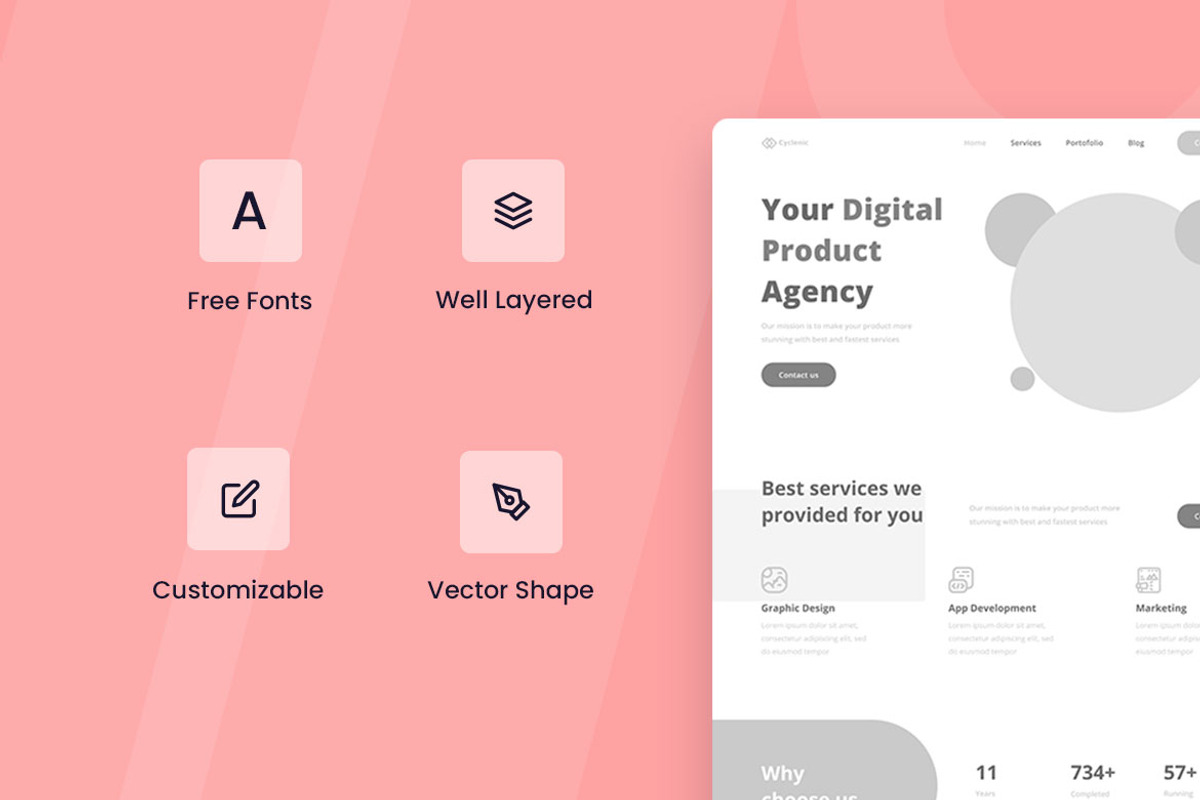 Digital Agency Wireframe Website, a Wireframe Template by INSPR STD (Photo 2 of 6)