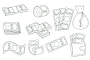 Line illustrations on theme of cash, a Finance Illustration by Tati_Kli (Thumbnail 1 of 4)