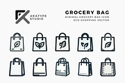 Grocery Bag Icon Vector, an Icon by Akatype Studio (Thumbnail 1 of 3)