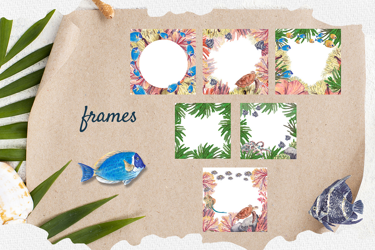 Coral Reef Watercolor Clipart, an Animal Illustration by Nastya Che (Photo 11 of 14)