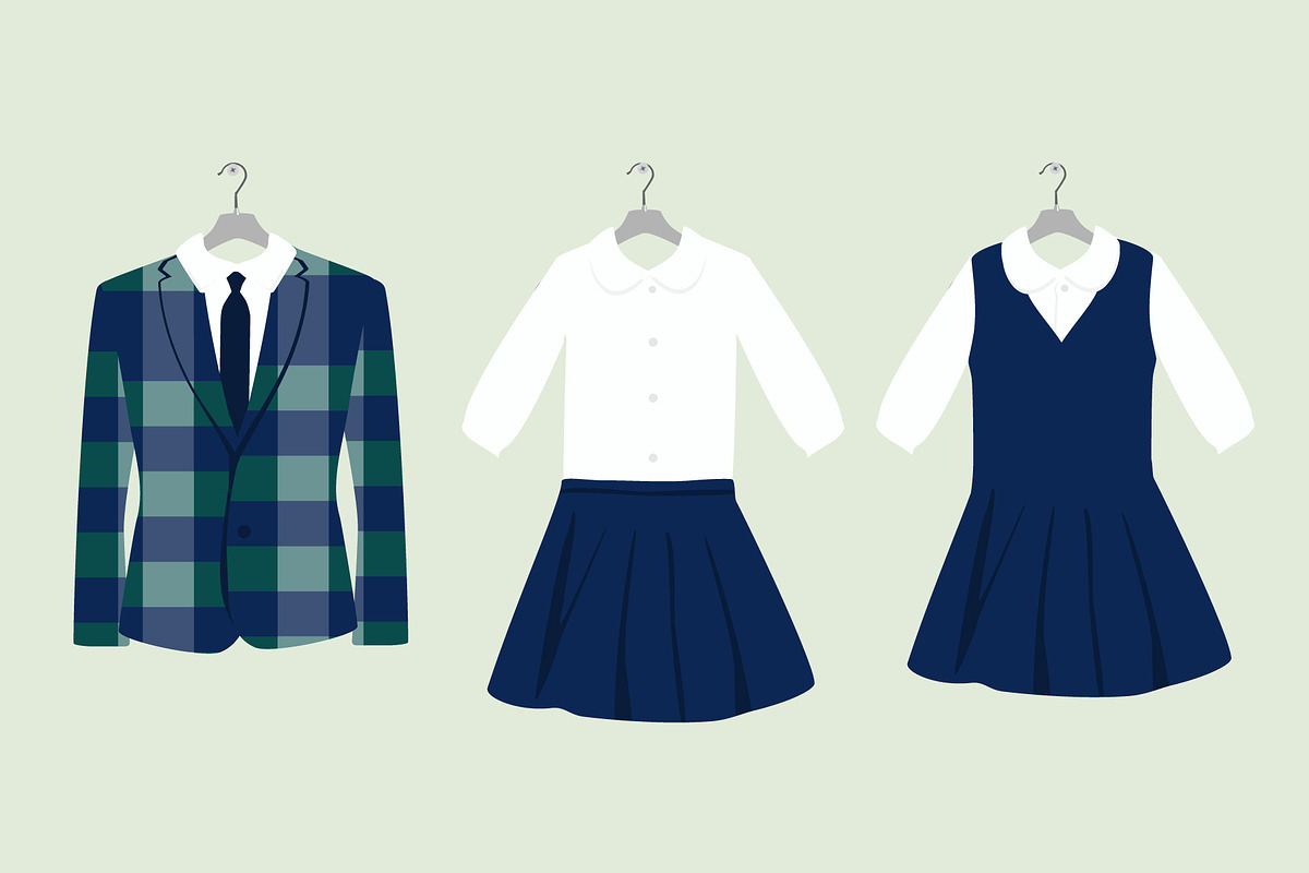 School or College Uniforms on Hanger, an Education Illustration by Viktorijareut