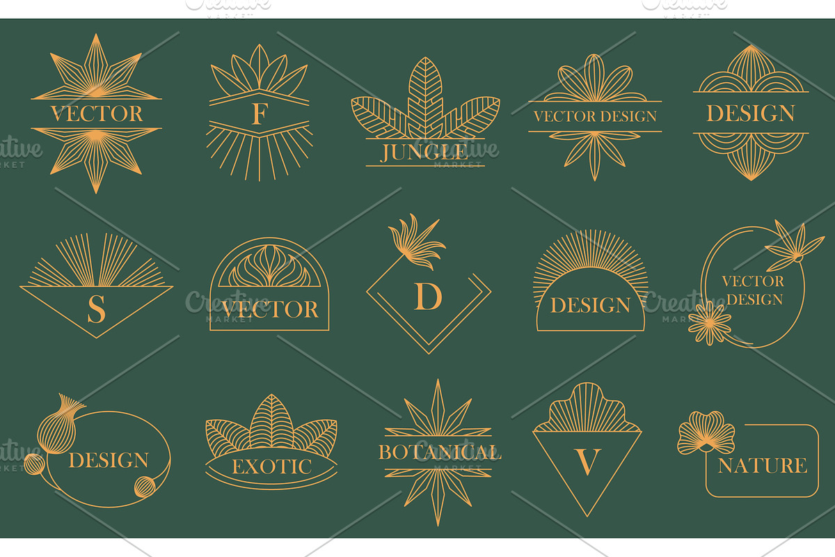 Linear boho floral emblem frames, an Object Illustration by winwin.art