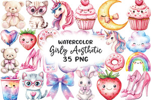 Kawaii Girly Aesthetic Clipart, an Illustration by CraftArtStudio