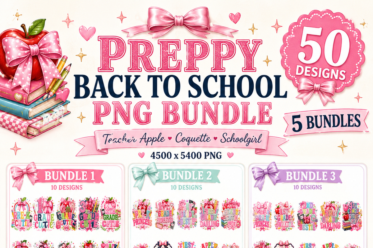 Preppy Back to School PNG Bundle, an Object Illustration by HeavensStar (Photo 1 of 8)