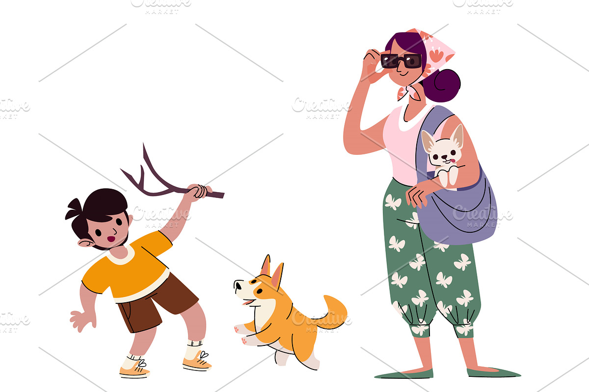 Happy person with dog illustration, an Animal Illustration by art PVP - market