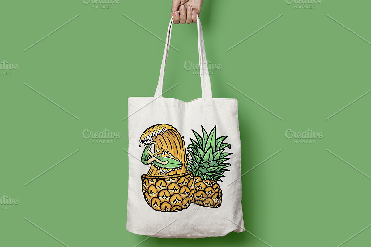 Surfing in pineapple illustration, a Person Illustration by gunaonedesign (Photo 3 of 5)