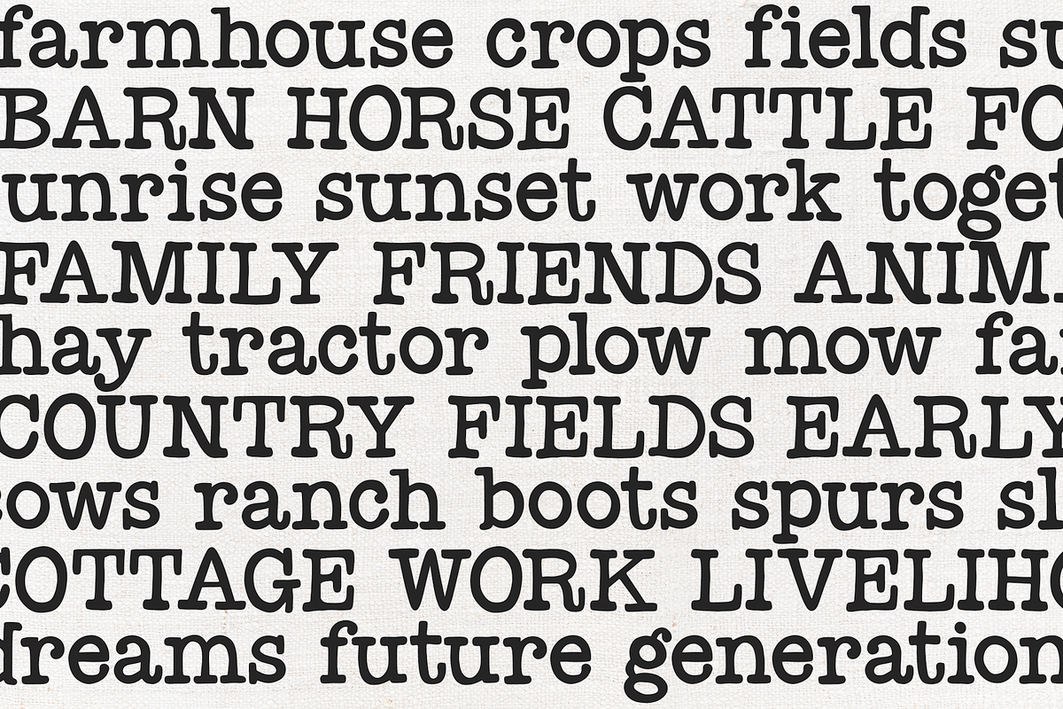 Farmland | Rustic Typewriter Font, a Serif Font by KA Designs